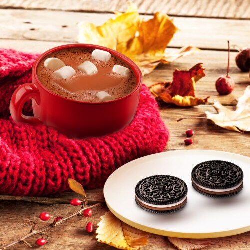 Oreo Hot Cocoa Creme Chocolate Sandwich Cookies Limited Edition Perspective: top