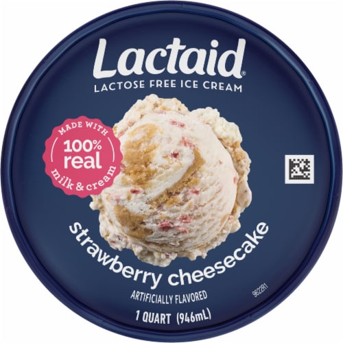 Lactaid® Lactose Free Strawberry Cheesecake Ice Cream Pint Perspective: top