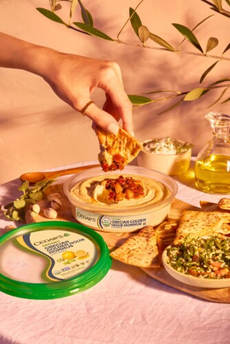 Cedar's Topped Organic Grecian Golden Hour Hummus Perspective: top