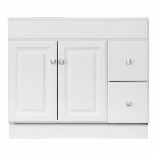 Wyndham 36-Inch 2-Door Bathroom Wood Vanity Without Top in White Perspective: top
