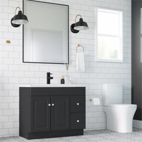 Wyndham Ready to Assemble Wood Vanity Cabinet in Bronze Espresso 36-in by 21-in Perspective: top