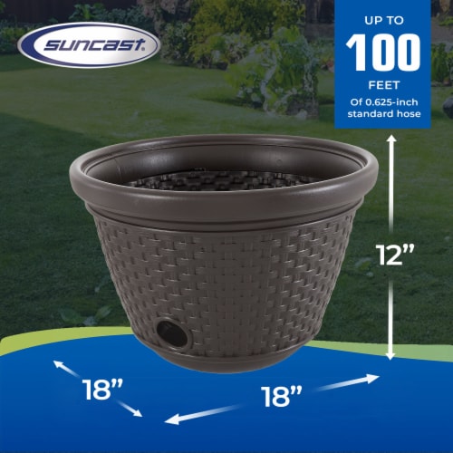 Suncast Resin Wicker Hose Pot Perspective: top