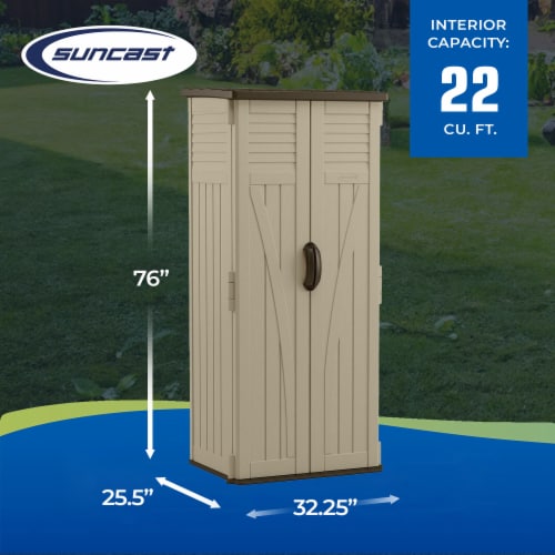 Suncast 22 Cubic Feet AllWeather Vertical Tall Outdoor Storage Shed