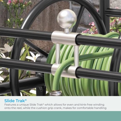 Suncast Professional Portable 200 Foot Garden Hose Reel Cart with Wheels, Black Perspective: top