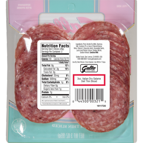 Gallo® Salame Deli Thin Sliced Italian Dry Salami Perspective: top