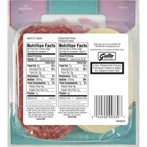 Gallo® Salame Provolone and Italian Dry Salami Snack Pack Perspective: top