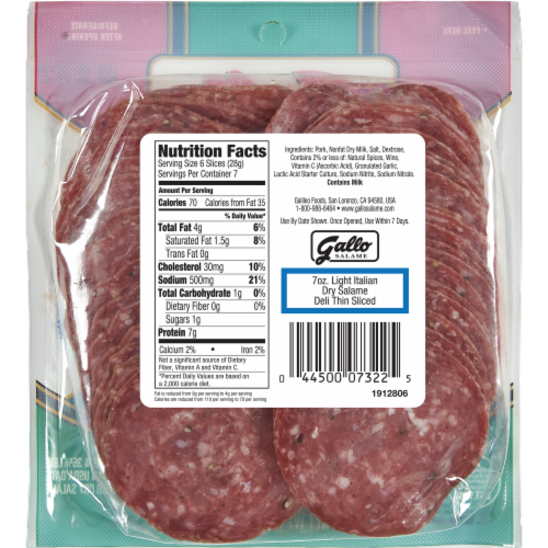 Gallo® Salame Deli Thin Sliced Light Italian Dry Salami Perspective: top