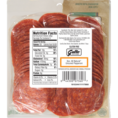 Gallo® Salame Deli Sliced All Natural Pepperoni Perspective: top