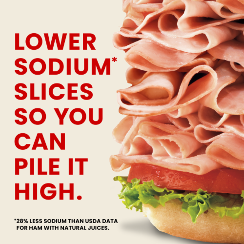 Hillshire Farm Ultra Thin Sliced Lower Sodium Honey Ham Sandwich Meat Perspective: top