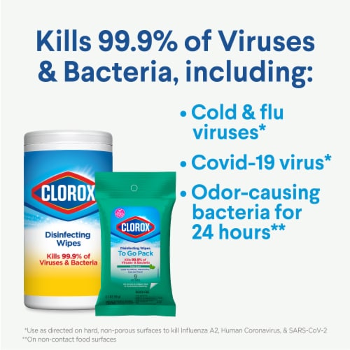Clorox On the Go Crisp Lemon Disinfecting Wipes Perspective: top