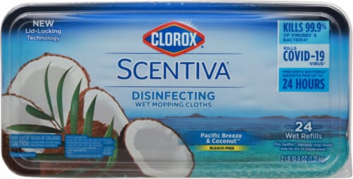 Clorox Scentiva Pacific Breeze & Coconut Disinfecting Wet Mopping Cloths Perspective: top