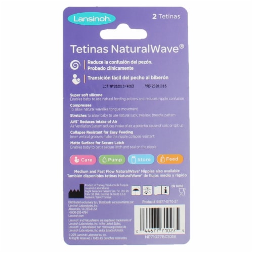 Lansinoh mOmma NaturalWave Nipples Slow Flow - 2 Nipples, 2 Count - Harris  Teeter