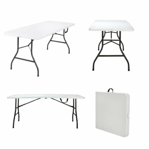 6 ft. Fold-in-Half Banquet Table w/Handle - White Perspective: top