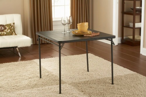 34" Square Vinyl Top Folding Card Table - Black Perspective: top