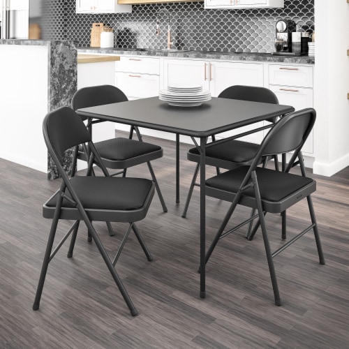 Card table and fabric padded chairs deals
