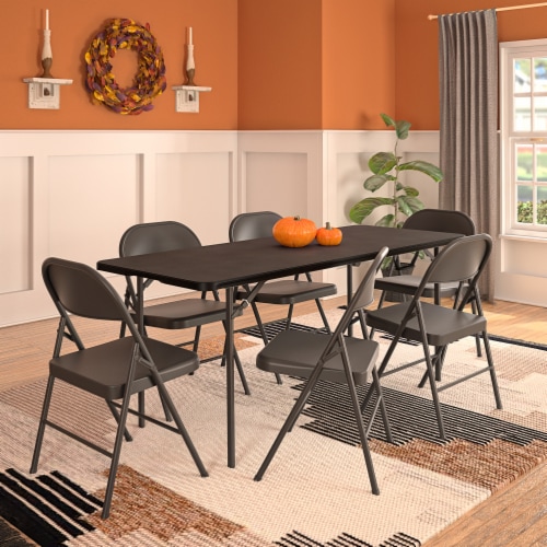 All Steel Folding Chair - Black Perspective: top
