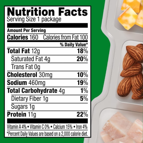 P3 Protein Snack with Turkey Almonds & Colby Jack Cheese Perspective: top