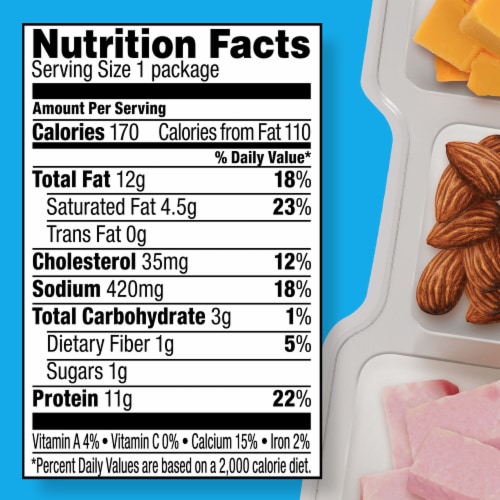 P3 Portable Protein Snack Pack with Ham Almonds & Cheddar Cheese Perspective: top