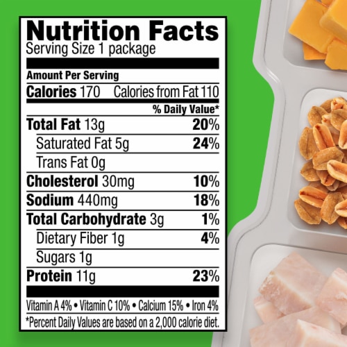 P3 Portable Protein Snack Pack with Turkey Peanuts & Cheddar Cheese Perspective: top