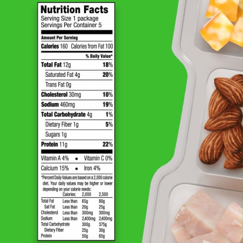 P3 Portable Protein with Turkey Almonds & Colby Jack Cheese Snack Pack Perspective: top