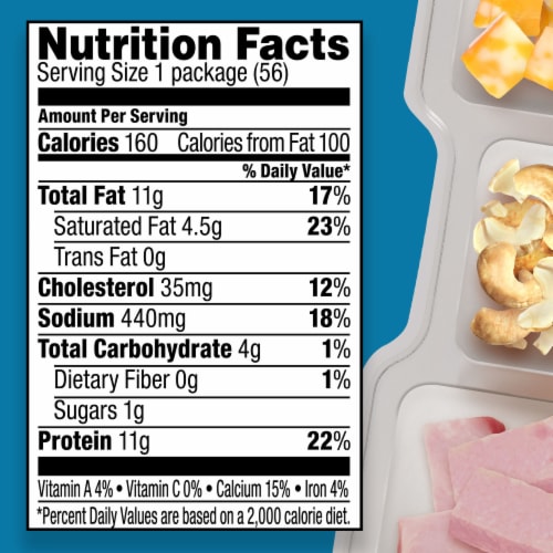P3 Portable Protein Snack Pack with Ham Cashews & Colby Jack Cheese for a Low Carb Lifestyle Perspective: top