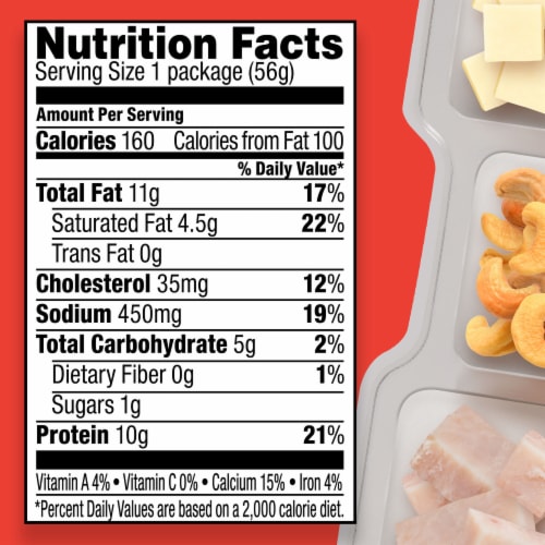 P3 Portable Protein Snack Pack with Chicken Cashews & Monterey Jack Cheese Perspective: top