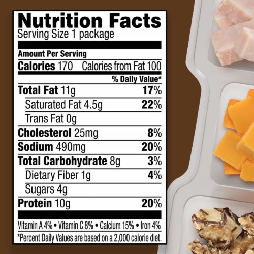 P3 Portable Protein Snack Pack with Dark Chocolate Almond Nut Clusters Turkey & Cheddar Cheese Perspective: top