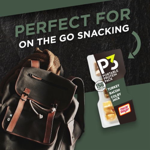 P3 Portable Protein Snack Pack with Turkey Bacon & Colby Jack Cheese Perspective: top