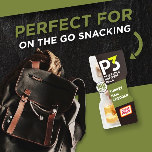 P3 Portable Protein Snack Pack with Turkey Ham & Cheddar Cheese Perspective: top