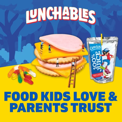 Lunchables Turkey & Cheddar Cracker Stackers with Capri Sun Juice & Gummy Worms Kids Lunch Meal Kit Perspective: top