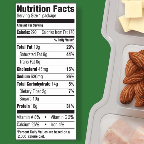 P3 Portable Protein with Turkey Almonds Jack Cheese & Yogurt Covered Blueberries Snack Pack Perspective: top