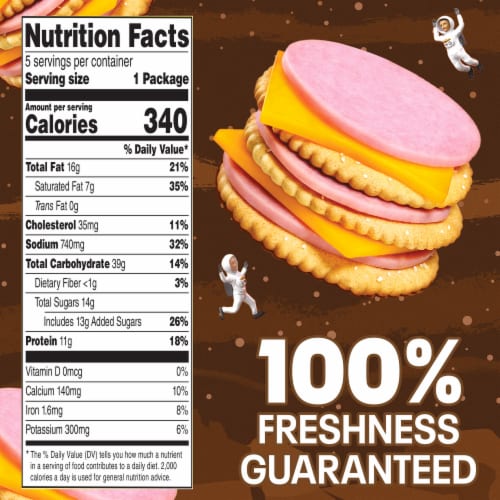 Lunchables Ham and Cheddar Cracker Stackers with Cookies for School Lunch or Easy Snack Trays Perspective: top
