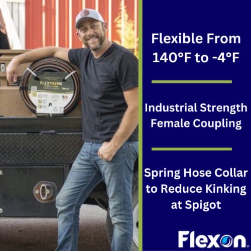 Flexon Flextreme Pro 5/8 x 100ft Performance Rubber Garden Hose Perspective: top