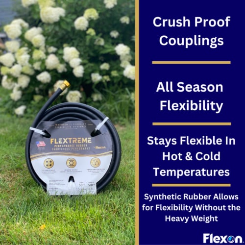 Flexon Flextreme 5/8 x 50ft Black Performance Rubber Garden Hose Perspective: top