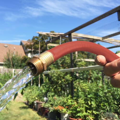 Flexon 1/2 x 50ft Red Hot Water Rubber Garden Hose Perspective: top