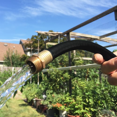 Flexon 5/8 x 75ft Premium Rubber Garden Hose Perspective: top