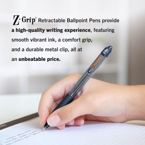 Z-Grip Retractable Ballpoint 1.0mm Black 24pk Perspective: top