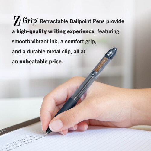Z-Grip Retractable Ballpoint Pen, Medium Point, 1.0mm, Black Ink, Clear Barrel Perspective: top