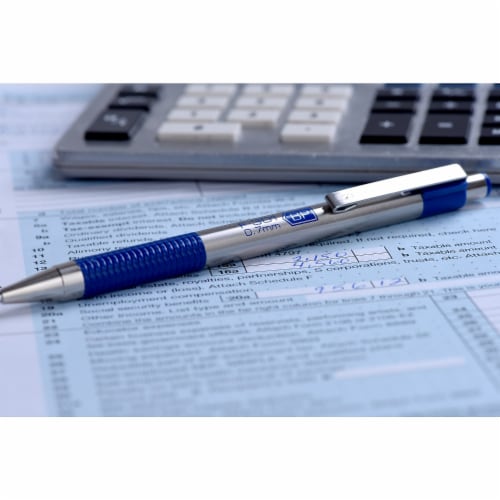 Zebra F-301® Fine Point Stainless Steel Ball Point Pen - Blue Perspective: top