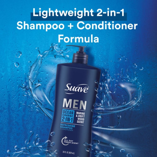Suave Men Ocean Charge Two in One Shampoo and Conditioner Perspective: top