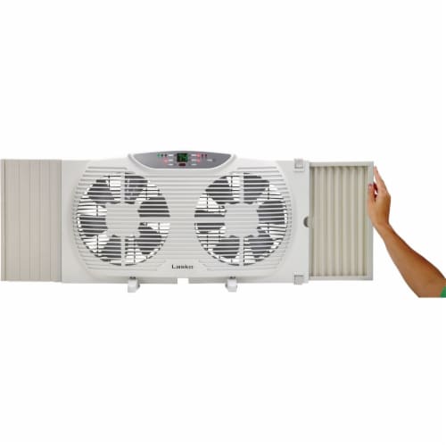 Lasko Products Electric Reversible Twin Window Fan Perspective: top