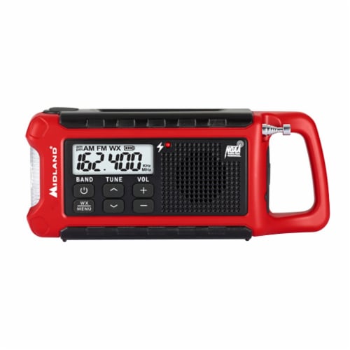Midland Emergency Crank Weather AM/FM Radio - Red/Black Perspective: top