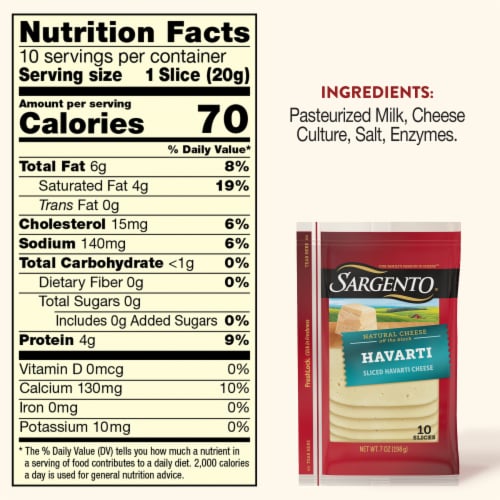 Sargento® Havarti Sliced Cheese Perspective: top