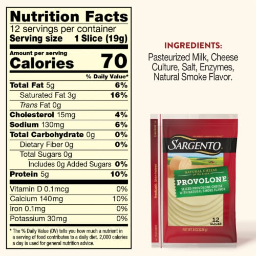 Sargento® Provolone Sliced Cheese Perspective: top