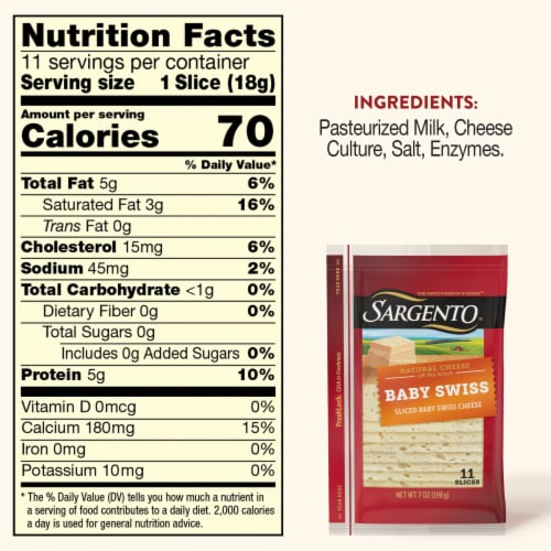 Sargento Natural Baby Swiss Cheese Slices Perspective: top