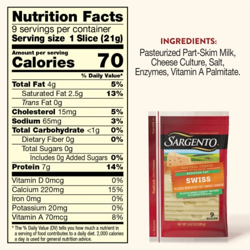 Sargento® Reduced Fat Swiss Sliced Cheese Perspective: top