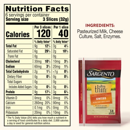 Sargento® Ultra Thin® Sliced Swiss Cheese Perspective: top