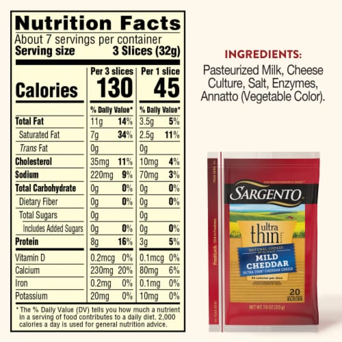 Sargento® Ultra Thin® Mild Cheddar Sliced Cheese Perspective: top