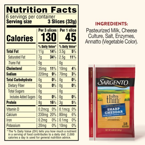 Sargento® Ultra Thin Sharp Cheddar Cheese Slices Perspective: top
