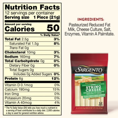 Sargento® Light Mozzarella String Cheese Perspective: top